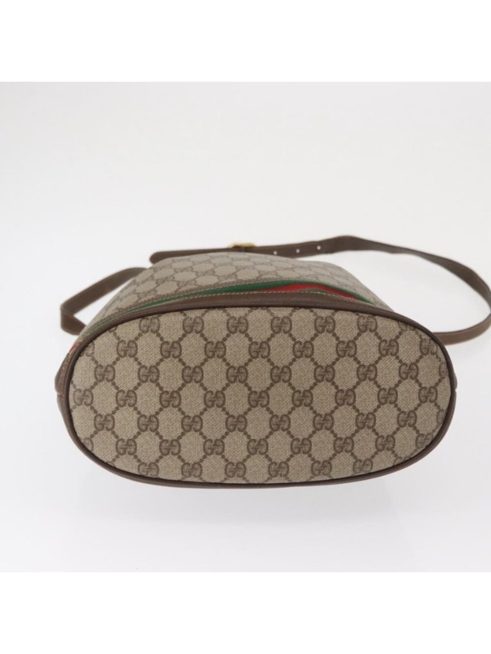 Authentic GUCCI GG Supreme Web Sherry Line Bag PVC Beige Gold 164 02 085 - Picture 13 of 16